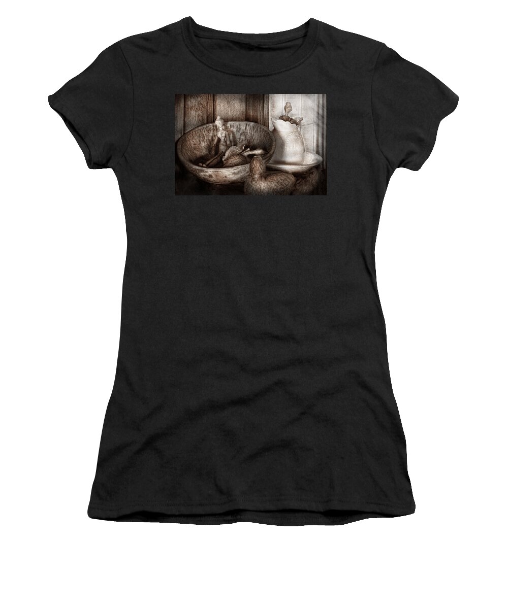 Child Women's T-Shirt featuring the photograph Hobby - Wood Carving - Wooden toys by Mike Savad