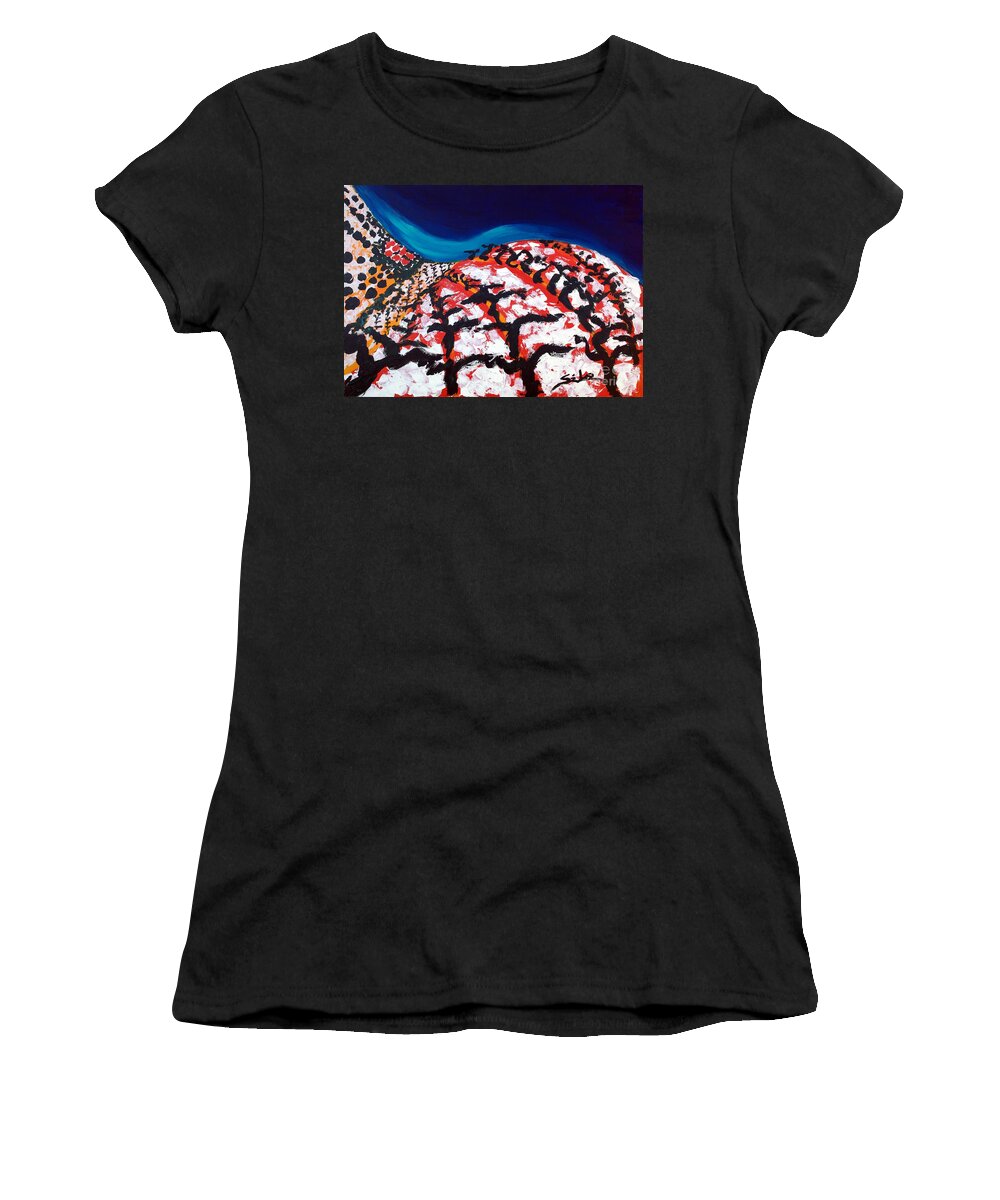 Vineyard Women's T-Shirt featuring the painting Island Vineyard by Lidija Ivanek - SiLa