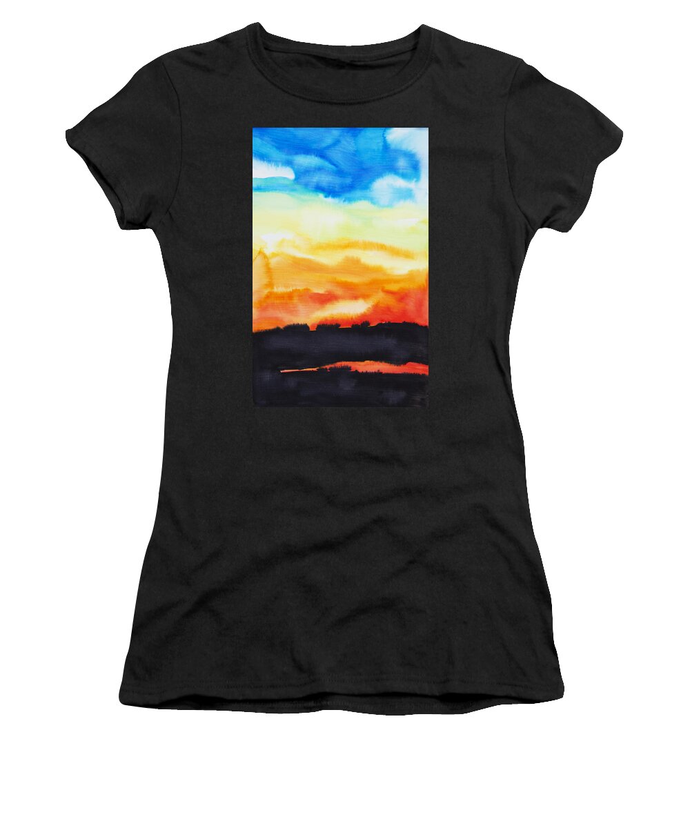 Abstract Women's T-Shirt featuring the painting Lake of Fire by Tara Thelen
