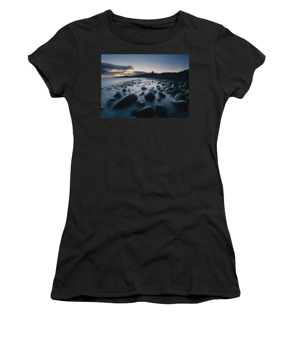 Seaside Women's T-Shirt featuring the photograph Large Boulders On Beach by Axiom Photographic