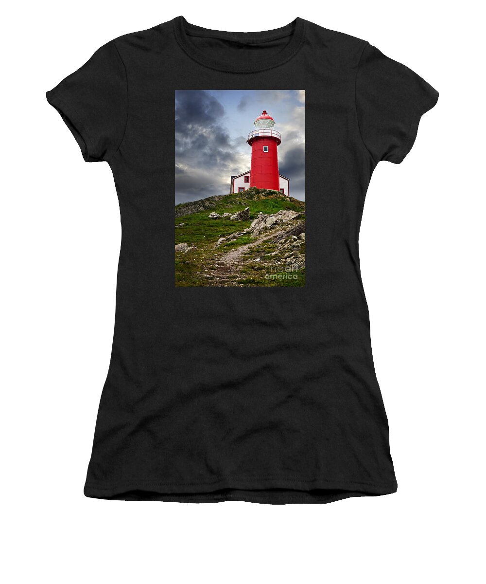 Lighthouse Women's T-Shirt featuring the photograph Lighthouse on hill by Elena Elisseeva