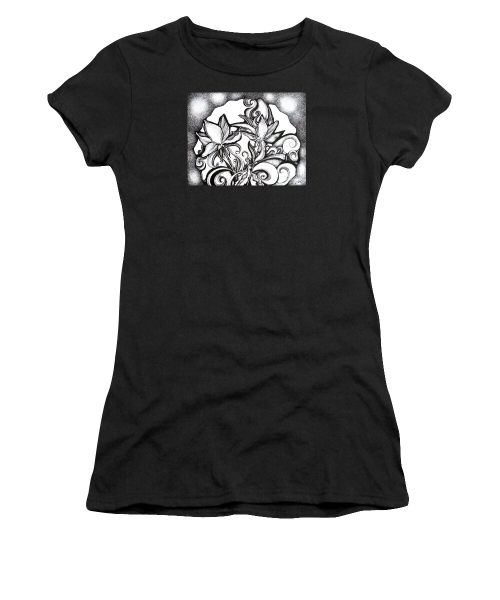 Ink Women's T-Shirt featuring the drawing Lily Garden by Danielle Scott