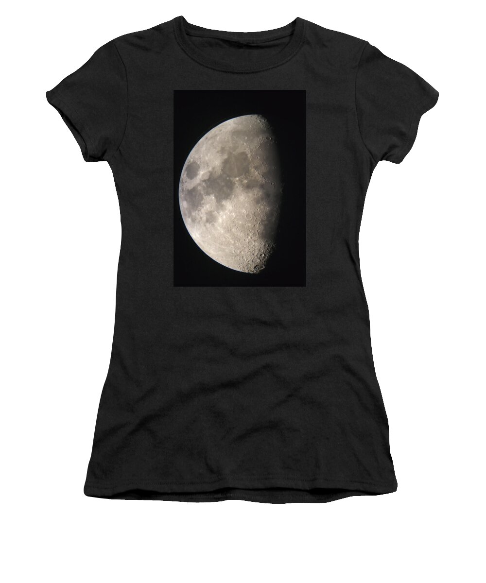 Dark Women's T-Shirt featuring the photograph Moon Against The Black Sky by John Short
