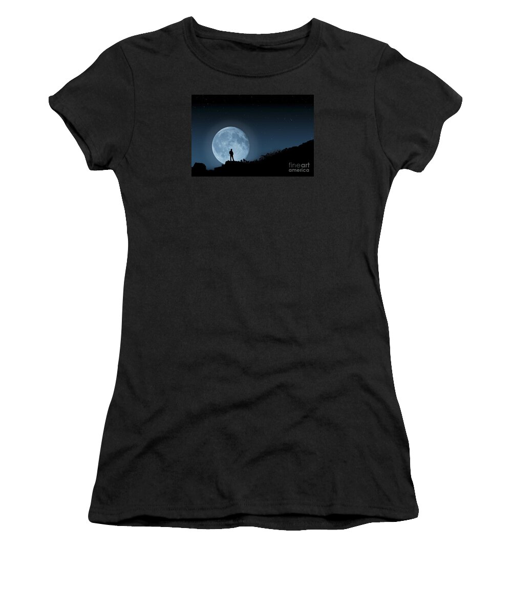 Moonlit Solitude Women's T-Shirt featuring the photograph Moonlit Solitude by Steve Purnell