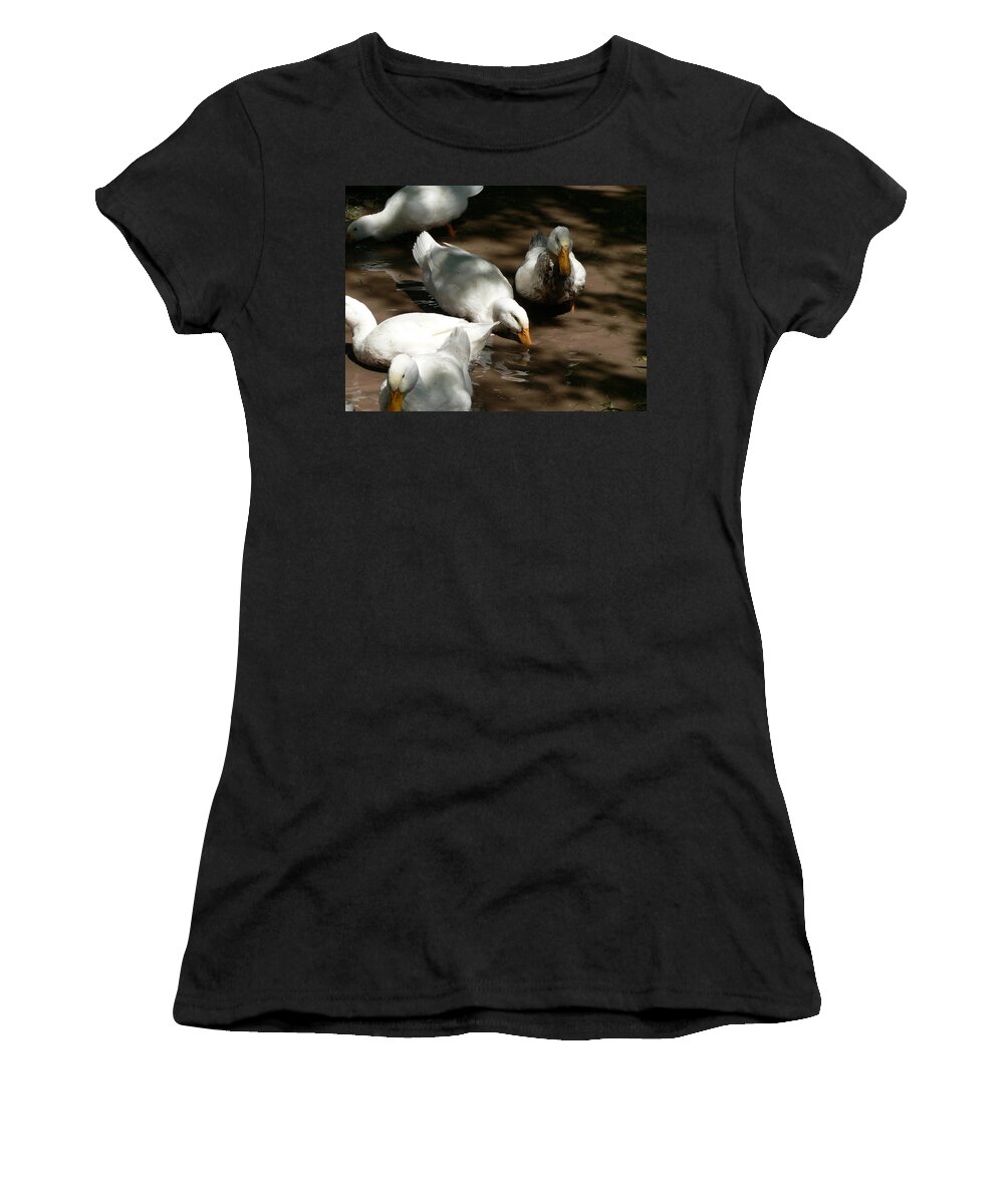 Duck Women's T-Shirt featuring the photograph Muddy Ducks by Laurel Best