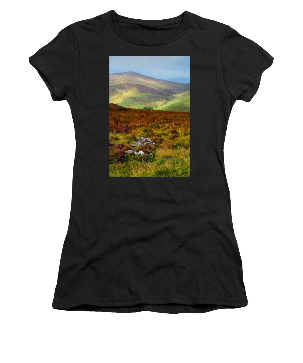 Jenny Rainbow Fine Art Photography Women's T-Shirt featuring the photograph Multicolored Hills of Wicklow. Ireland by Jenny Rainbow