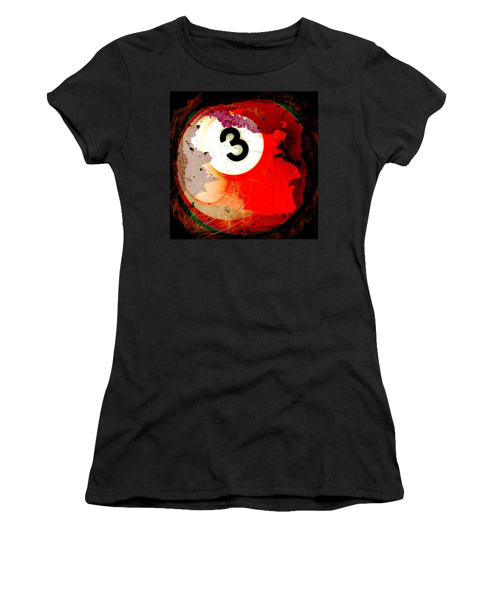 Three Women's T-Shirt featuring the photograph Number 3 Billiards Ball by David G Paul