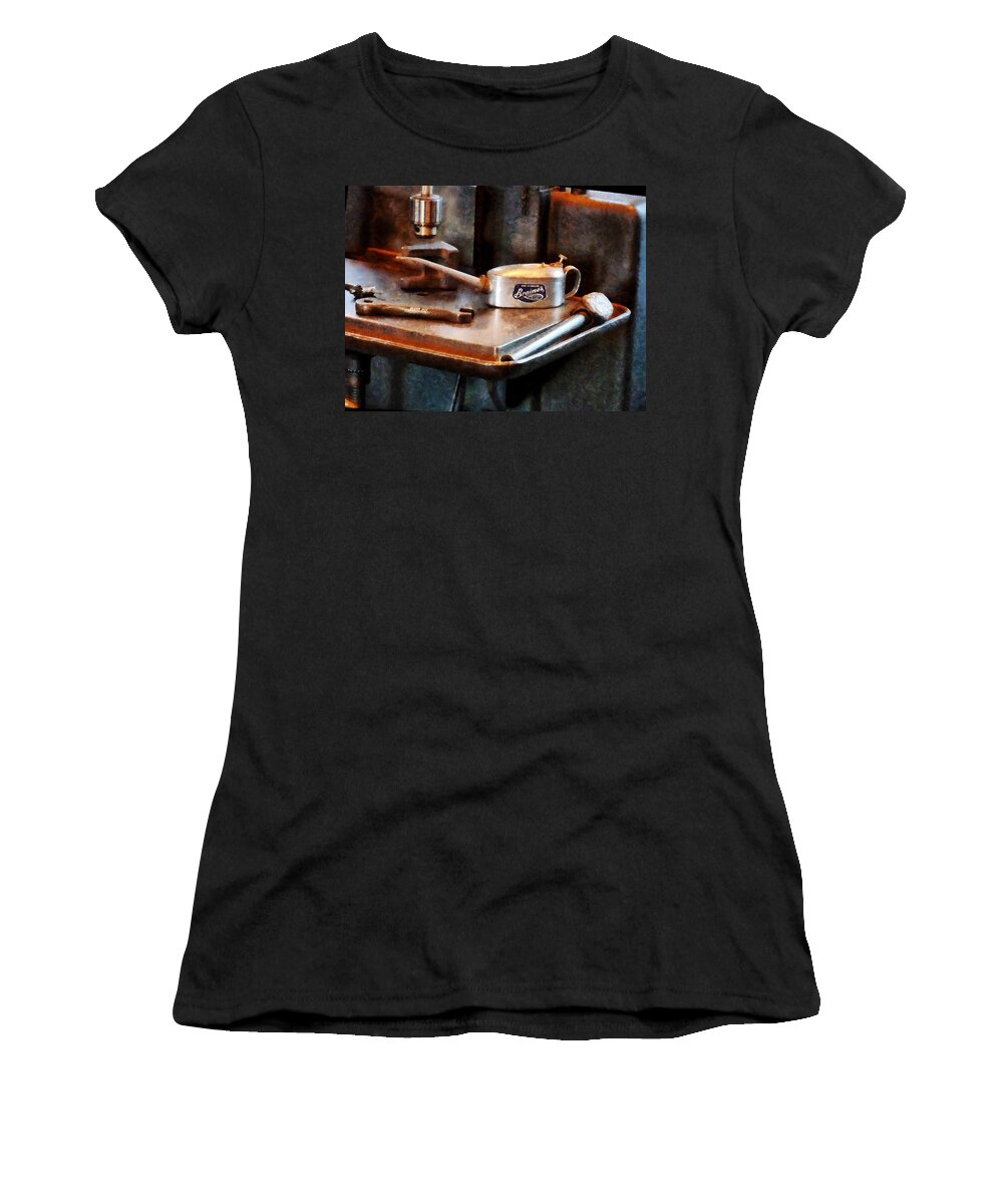 Construction Women's T-Shirt featuring the photograph Oil Can and Wrench by Susan Savad
