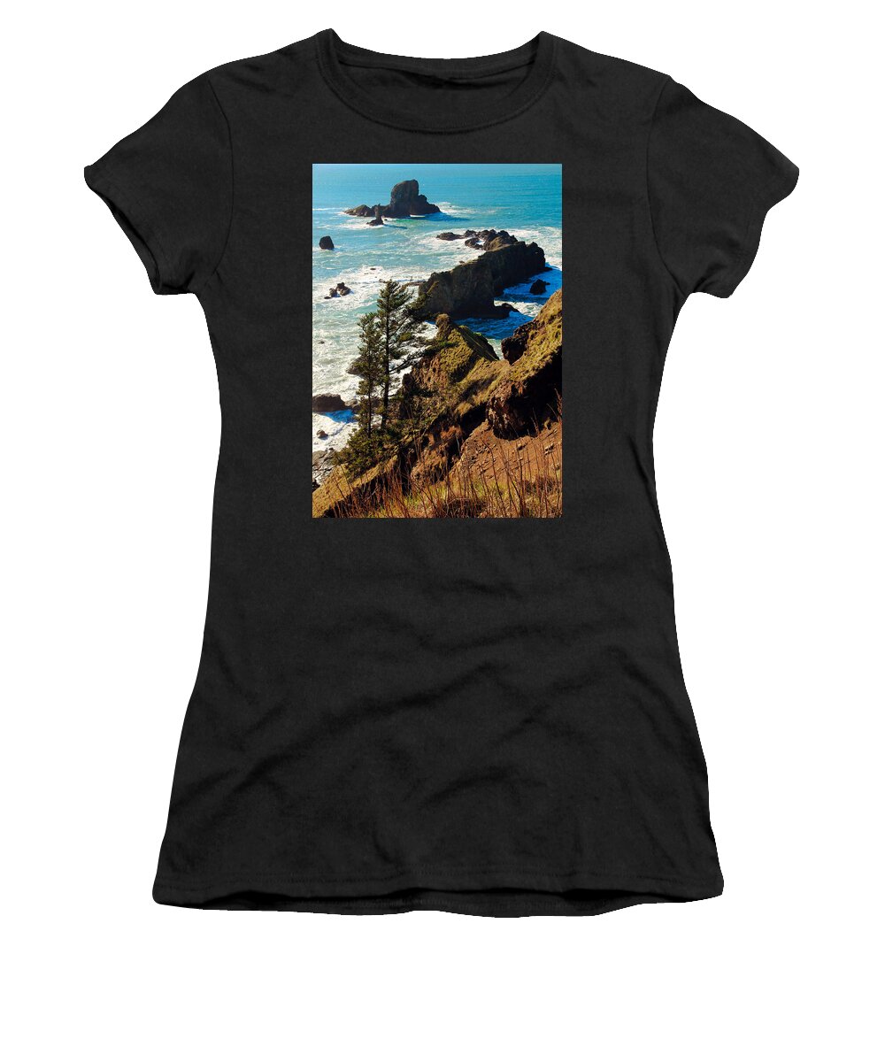 Beaches Women's T-Shirt featuring the photograph Oregon Coast by Athena Mckinzie