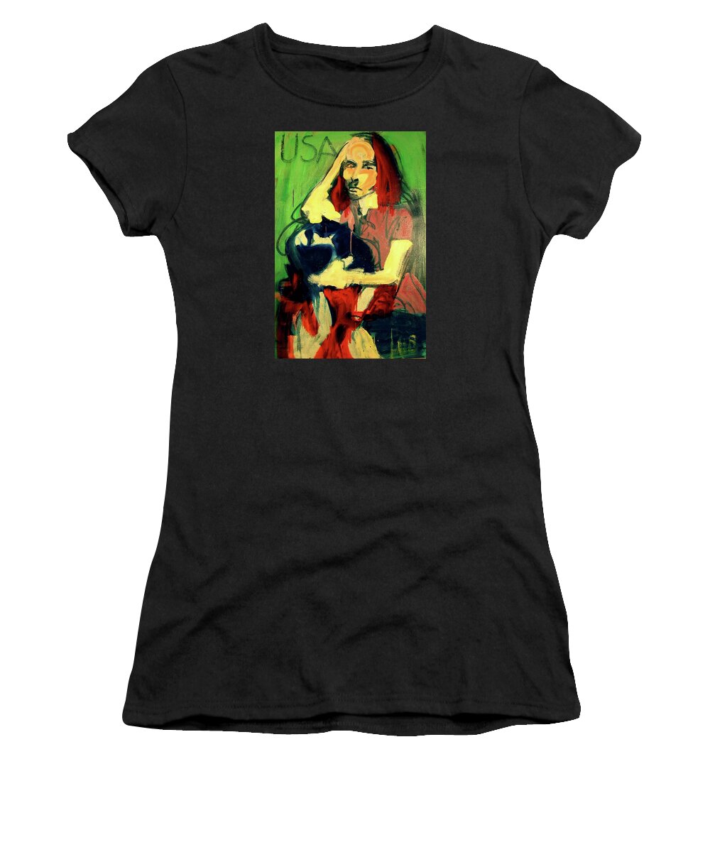 Portraits Women's T-Shirt featuring the painting Patty Smyth by Les Leffingwell