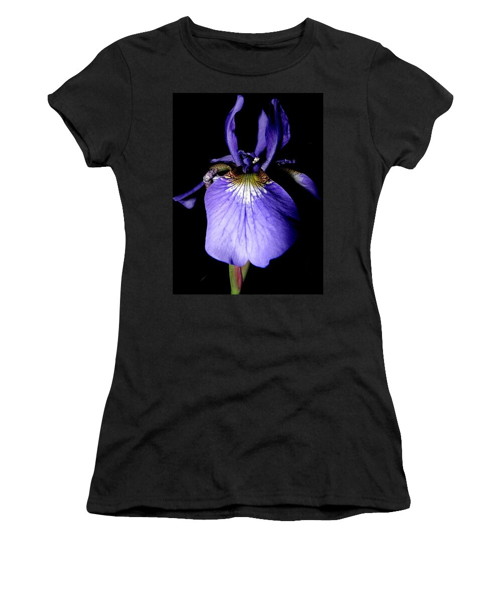 Iris Women's T-Shirt featuring the photograph Pedal Trails Of Beauty by Kim Galluzzo