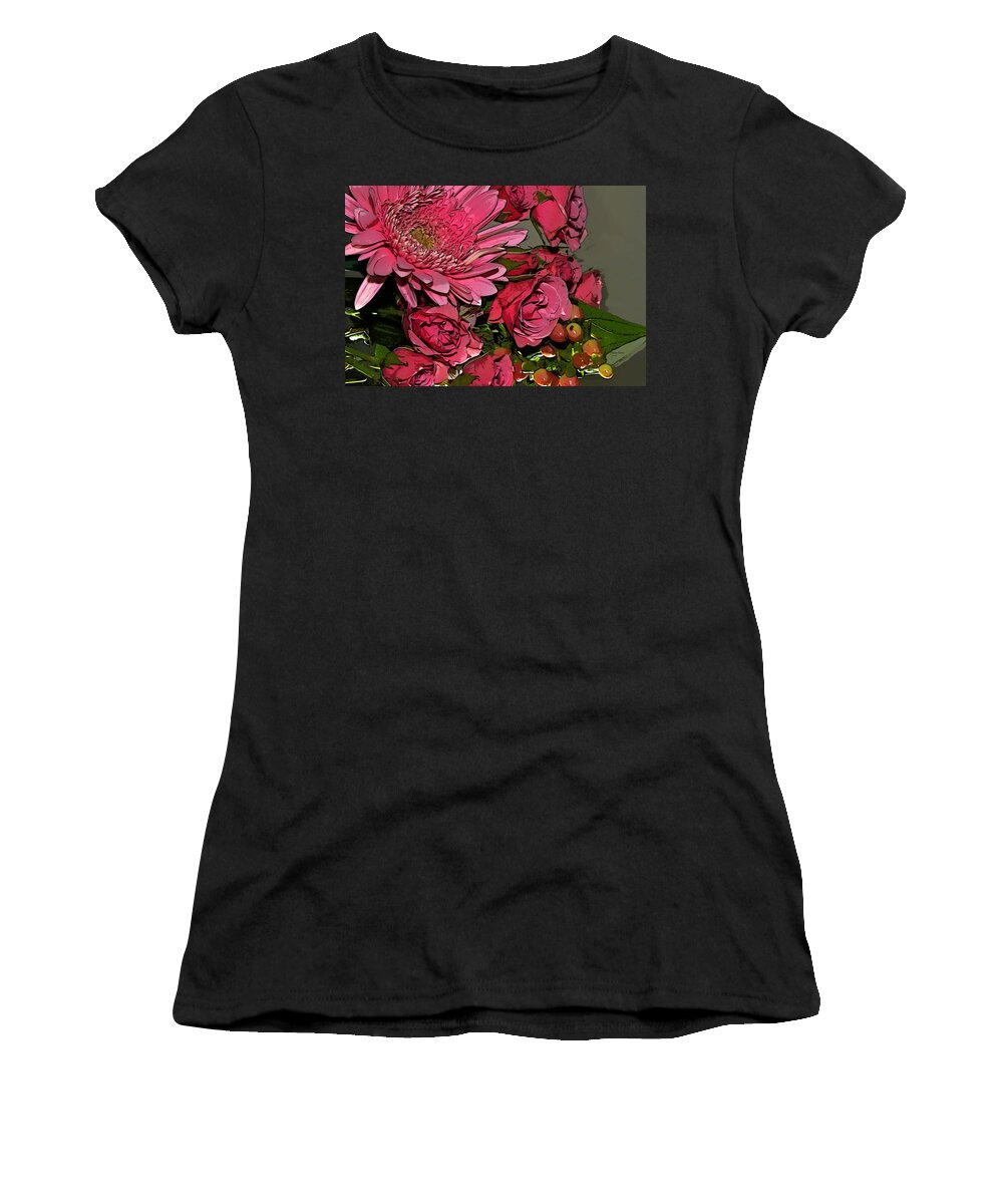 Chrysanthemum Women's T-Shirt featuring the photograph Pink Plus Pink by Phyllis Denton