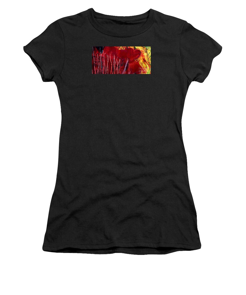 Tulips Women's T-Shirt featuring the painting Red Tulips by Leela Arnet