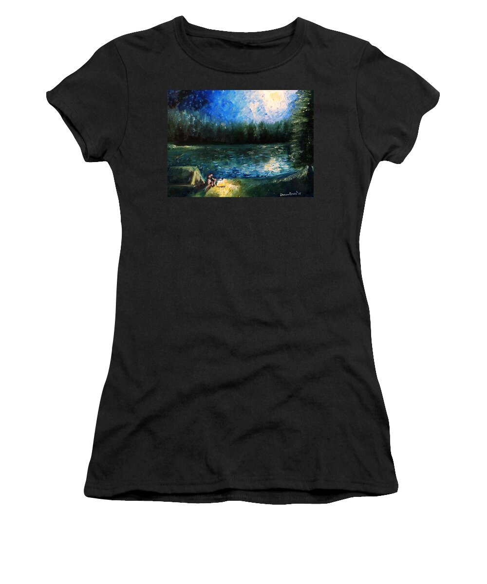 Lake Women's T-Shirt featuring the painting Roasting Mallows by Shana Rowe Jackson