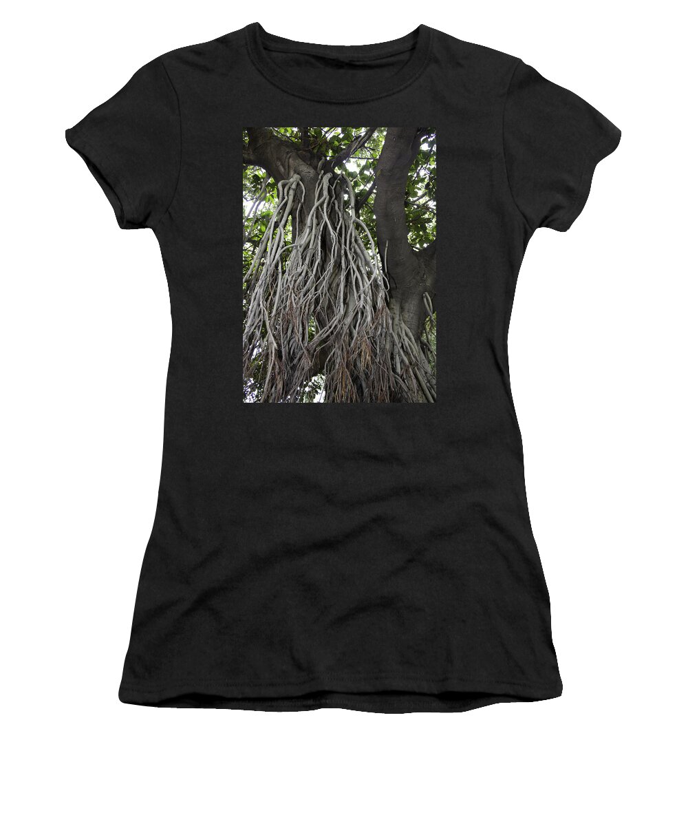 Amritsar Women's T-Shirt featuring the photograph Roots from a large tree inside Jallianwala Bagh by Ashish Agarwal