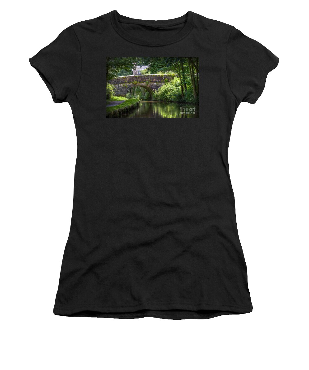 Canal Women's T-Shirt featuring the photograph Shades of green. by Clare Bambers