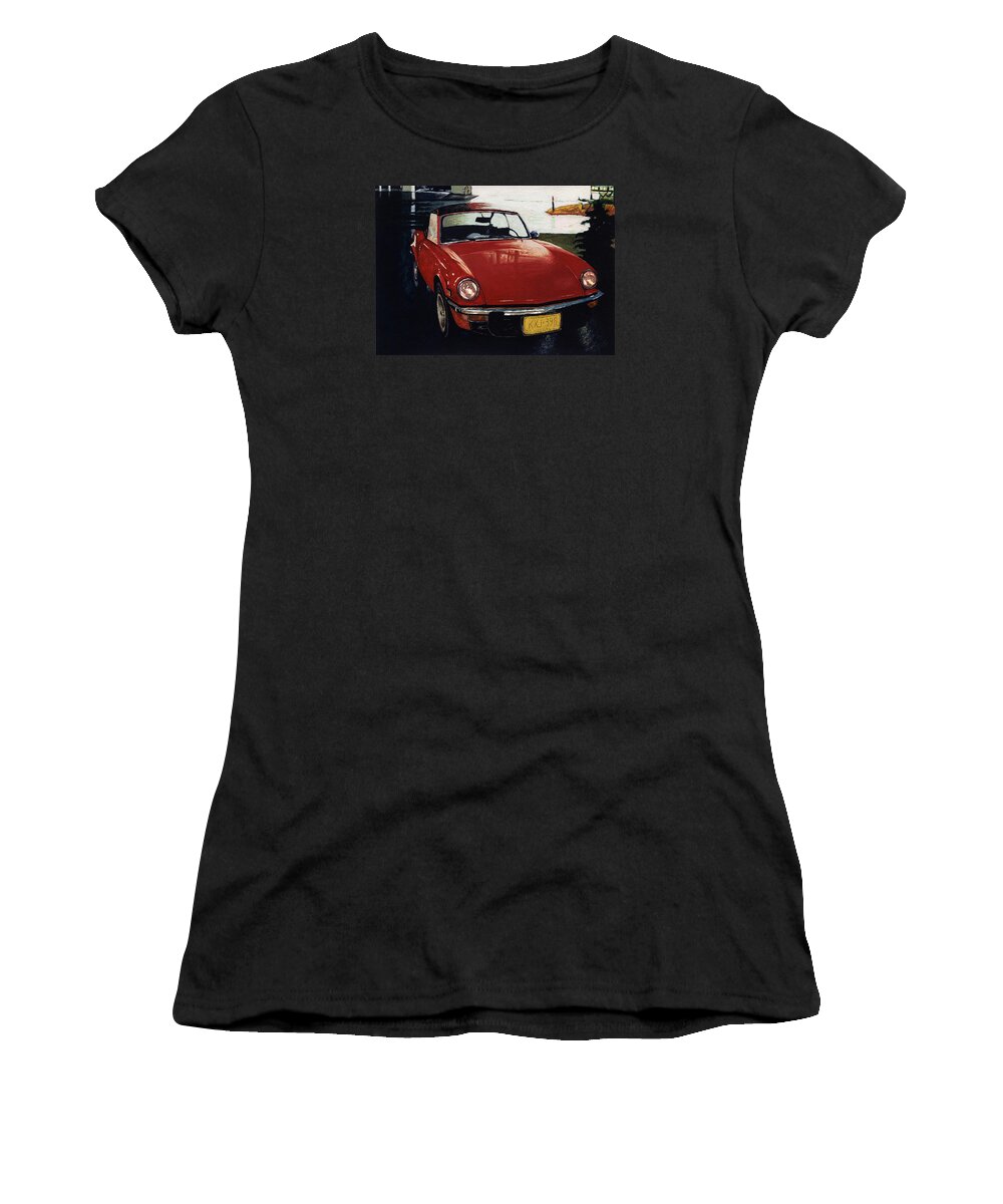 Triumph Women's T-Shirt featuring the painting Spitfire By Night by David Kleinsasser