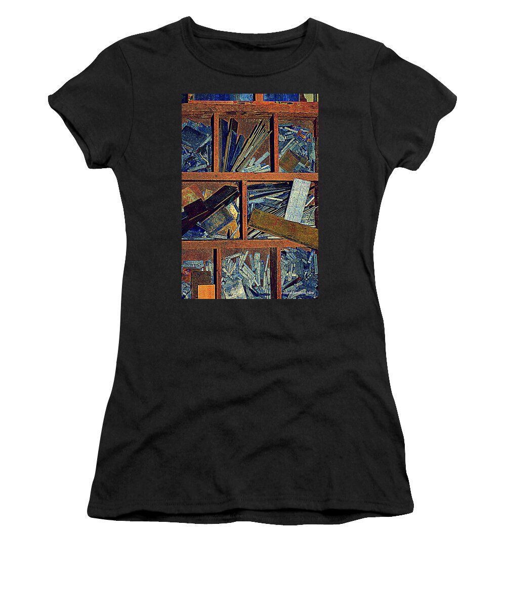 Metal Printers Bits Women's T-Shirt featuring the photograph textures III by Diane montana Jansson
