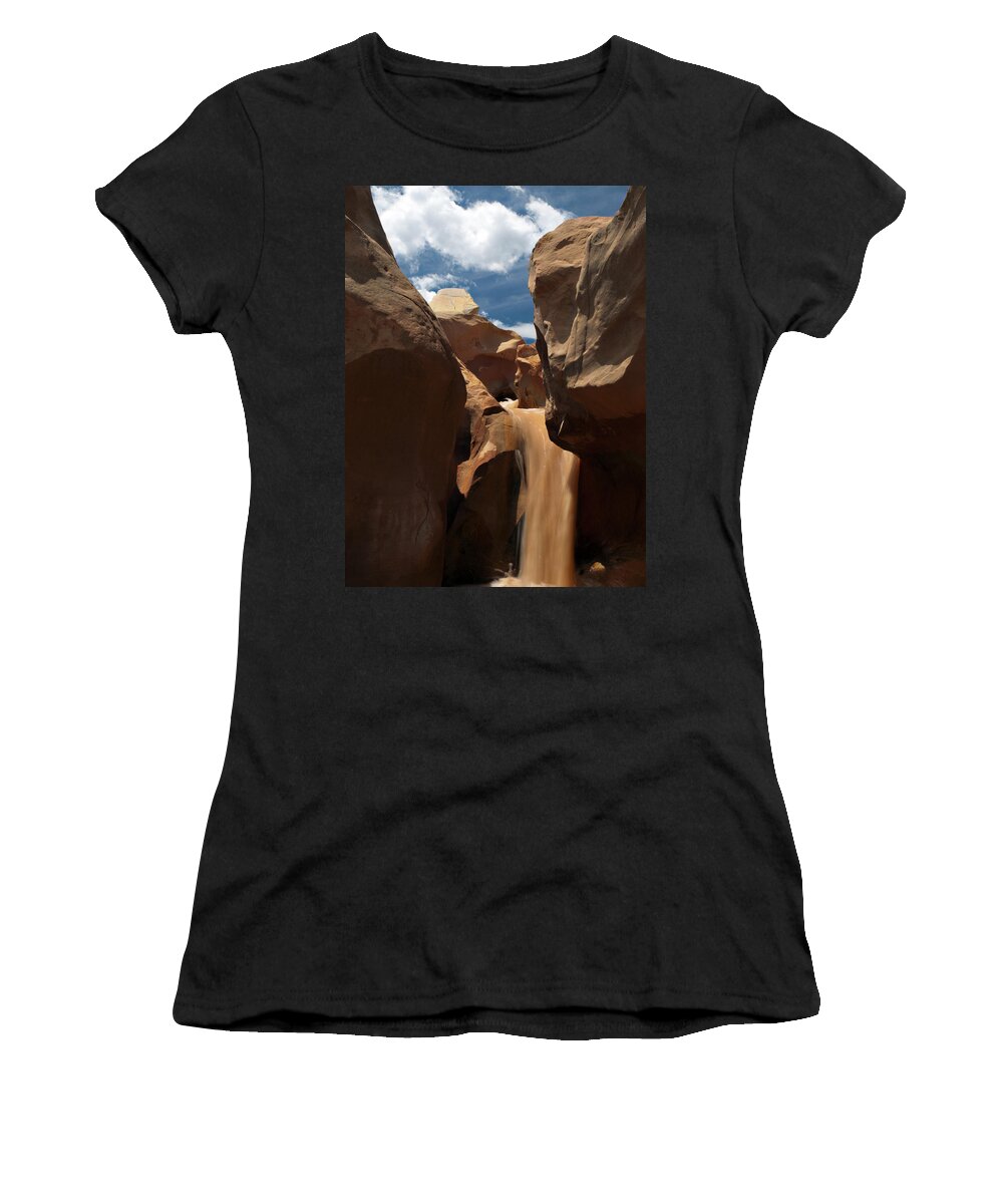 Willis Creek Women's T-Shirt featuring the photograph The Red Clay Faces of Willis Creek. Utah. by Joe Schofield