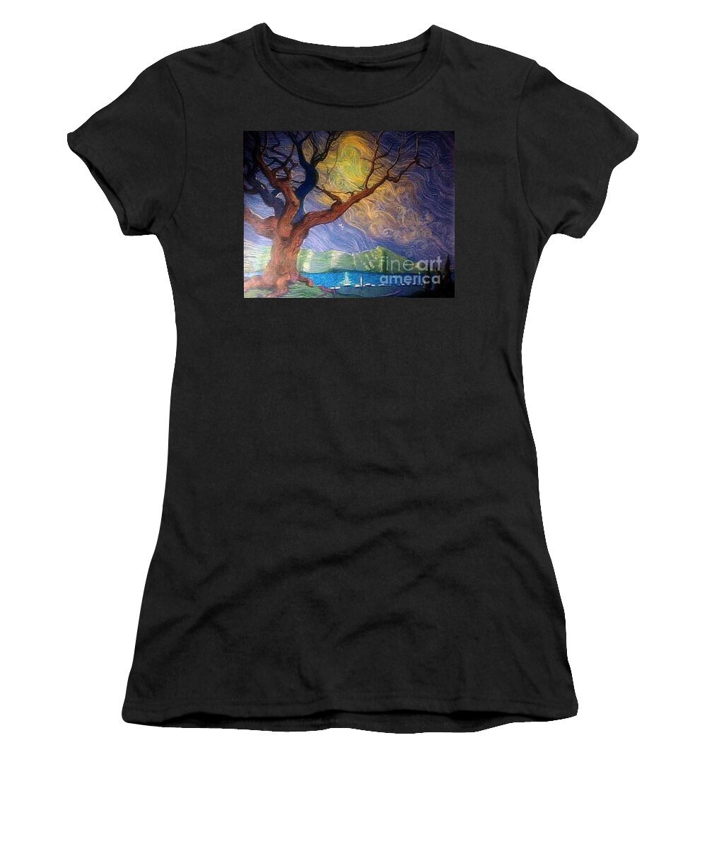 Landscape Women's T-Shirt featuring the painting The Warm Embrace by Stefan Duncan
