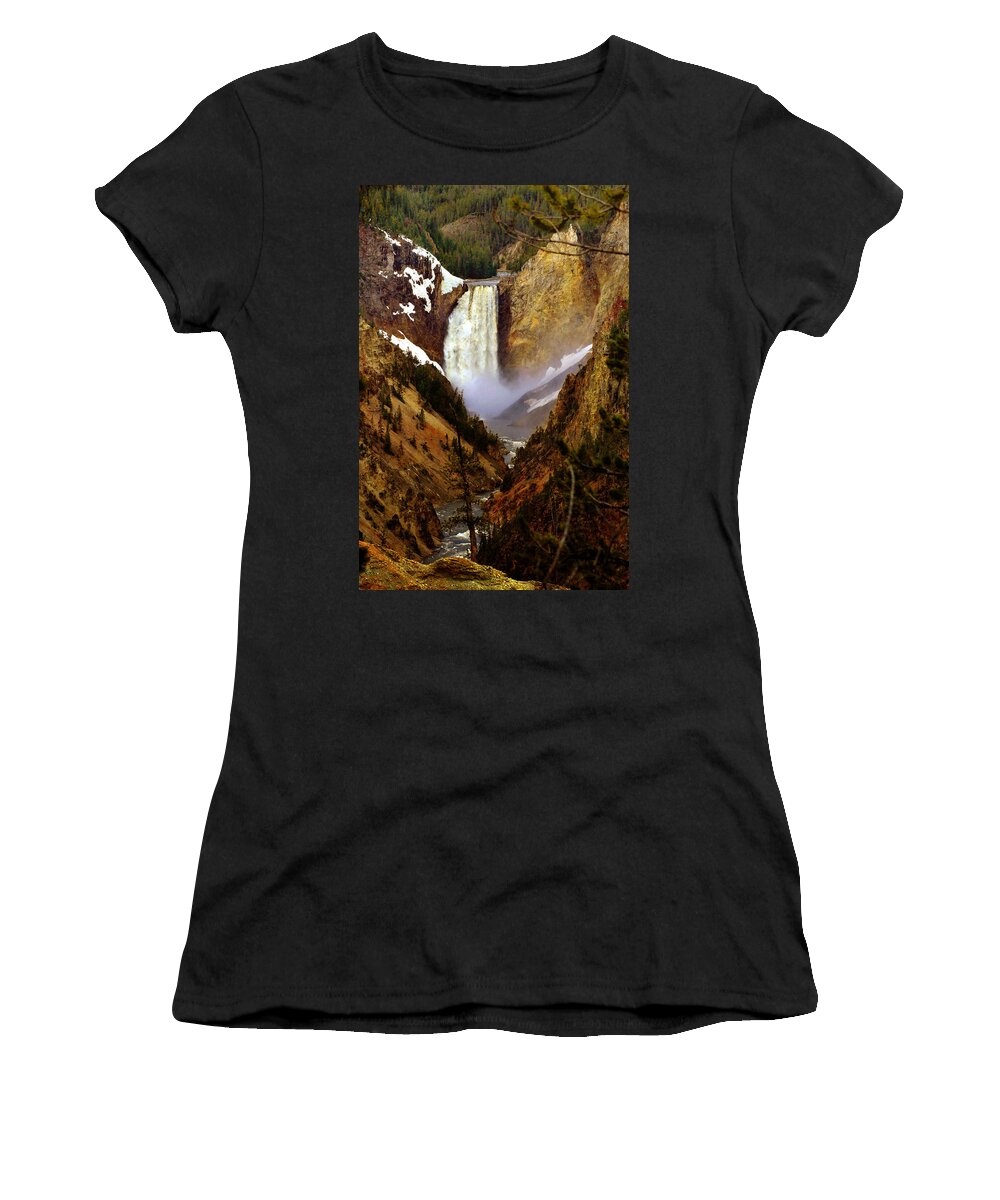 Waterfall Women's T-Shirt featuring the photograph Upper Yellowstone Falls by Ellen Heaverlo