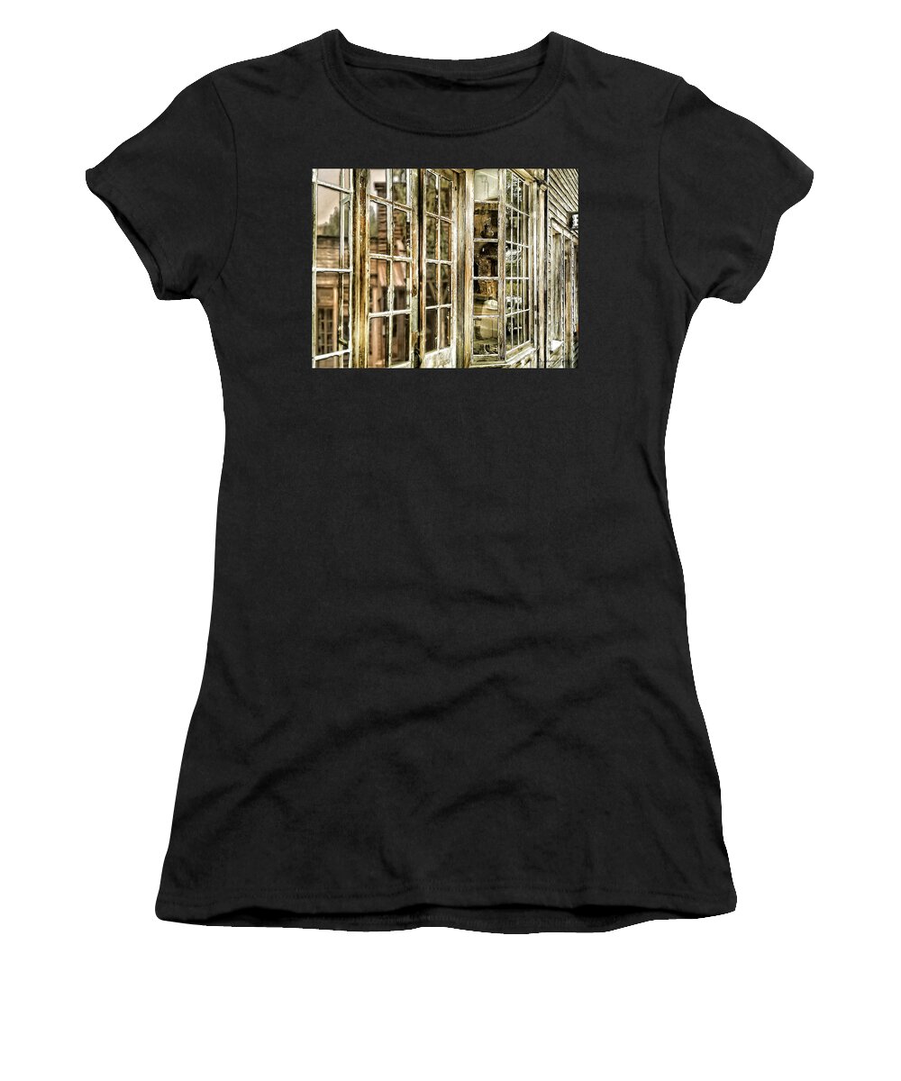 Ghost Town Women's T-Shirt featuring the photograph VC Window Reflection by Susan Kinney