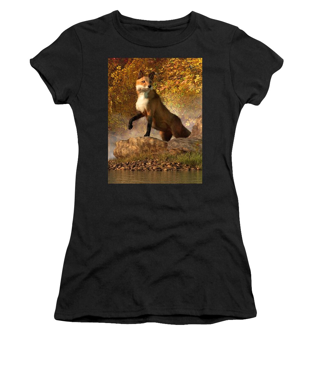 Fox Women's T-Shirt featuring the digital art Vixen by the River by Daniel Eskridge