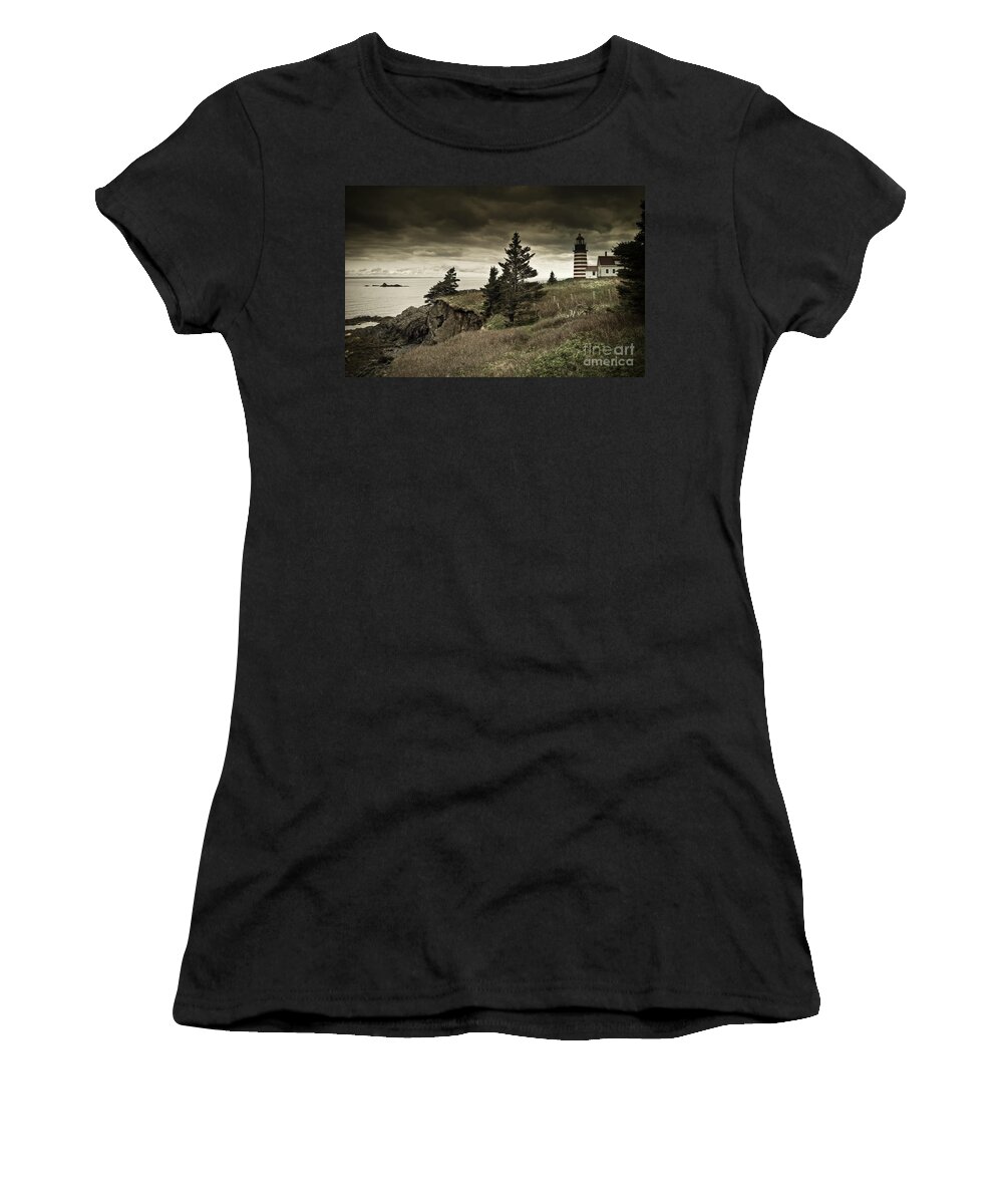 West Quoddy Head Lighthouse Women's T-Shirt featuring the photograph West Quoddy Head Lighthouse by Alana Ranney