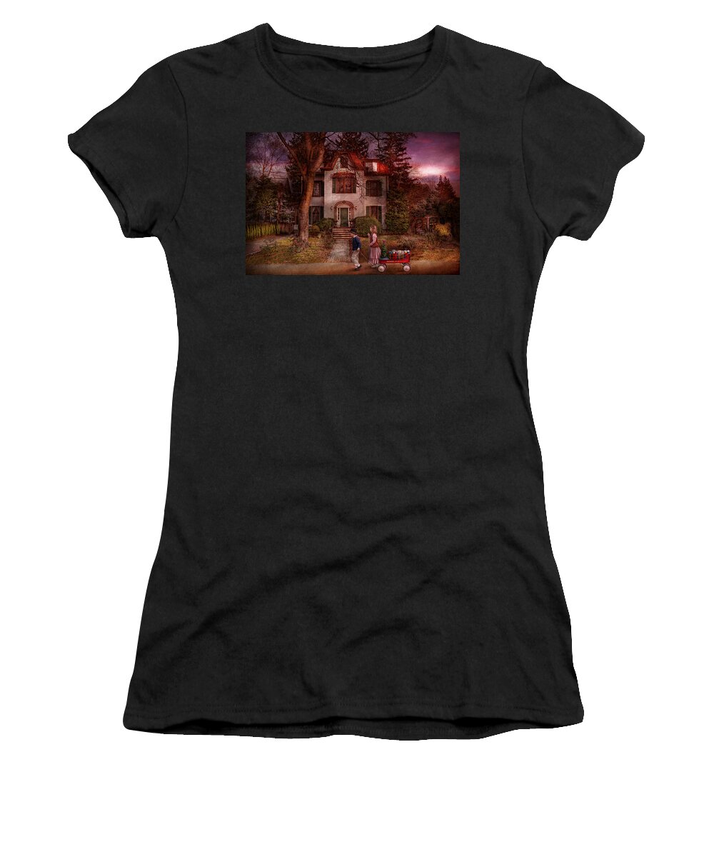 Winter Women's T-Shirt featuring the photograph Winter - Metuchen NJ - Feed the poor by Mike Savad