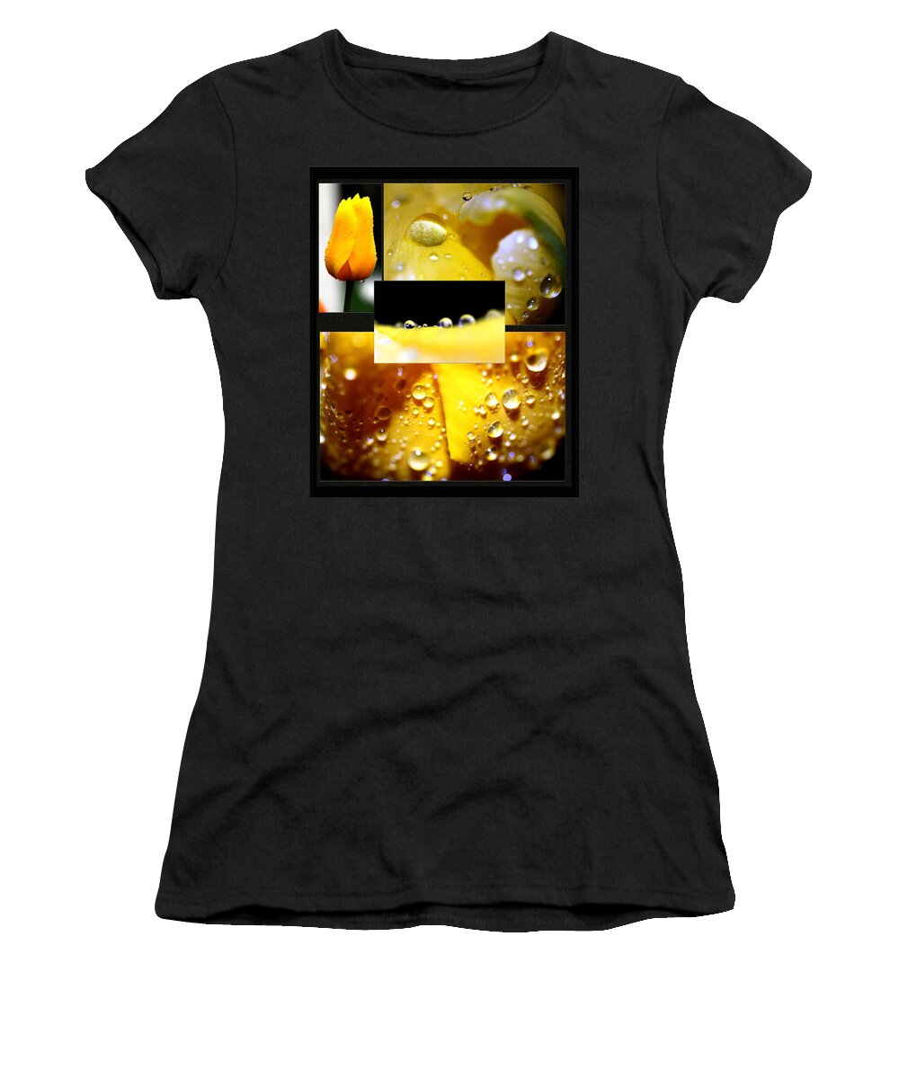 Yellow Women's T-Shirt featuring the photograph Yellow Tulips And Rain by Marie Jamieson