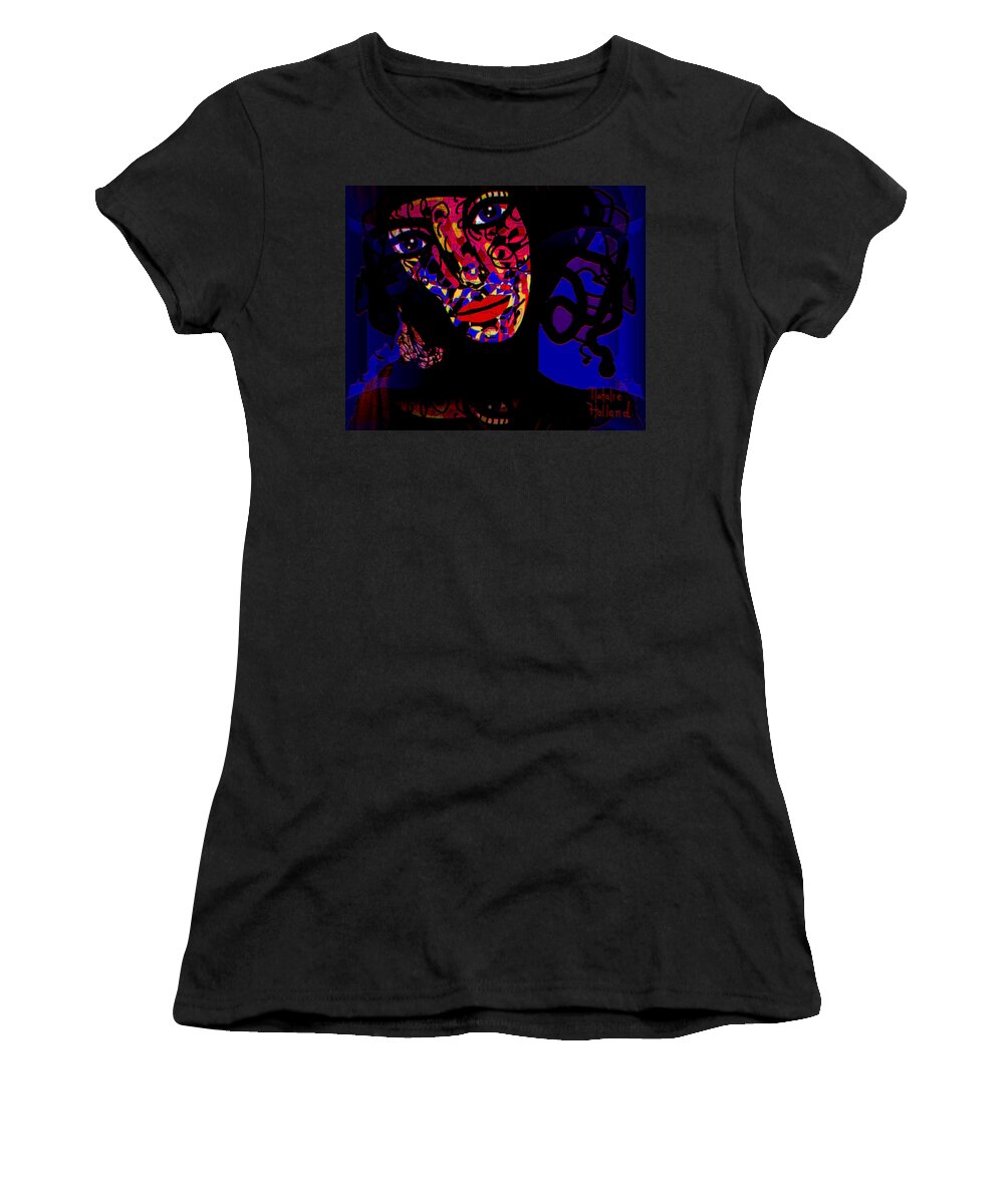 Face Women's T-Shirt featuring the mixed media Zora by Natalie Holland