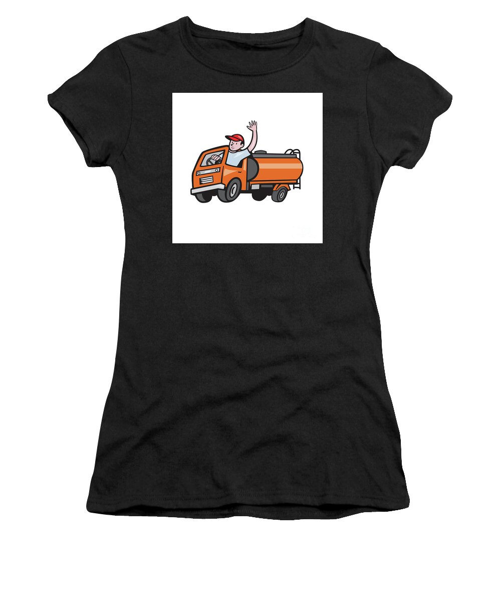 4 Wheeler Tanker Truck Driver Waving Cartoon Women's T-Shirt by Aloysius  Patrimonio - Fine Art America