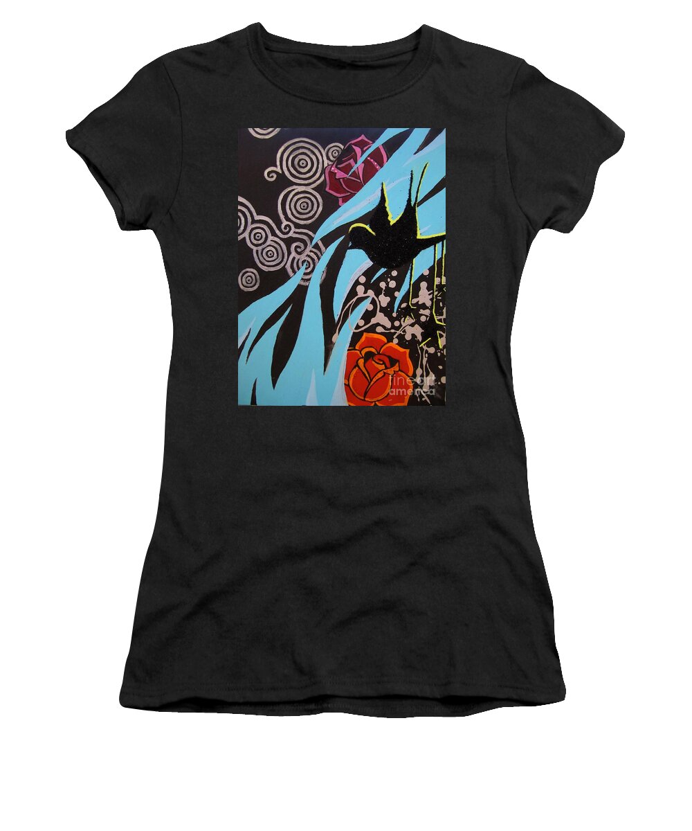 Bird Paintings Women's T-Shirt featuring the painting A Beautiful Flight by Ashley Lane