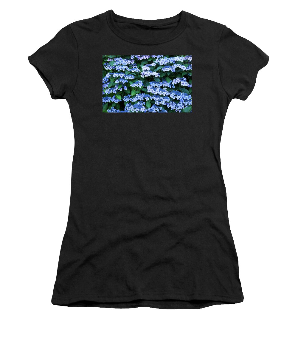 Theresa Tahara Women's T-Shirt featuring the photograph Miksang 12 Blue Hydrangea by Theresa Tahara