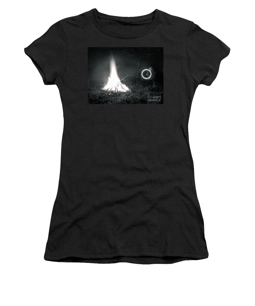 Bonfire Women's T-Shirt featuring the photograph Bonfire - monochrome #1 by Mariusz Talarek