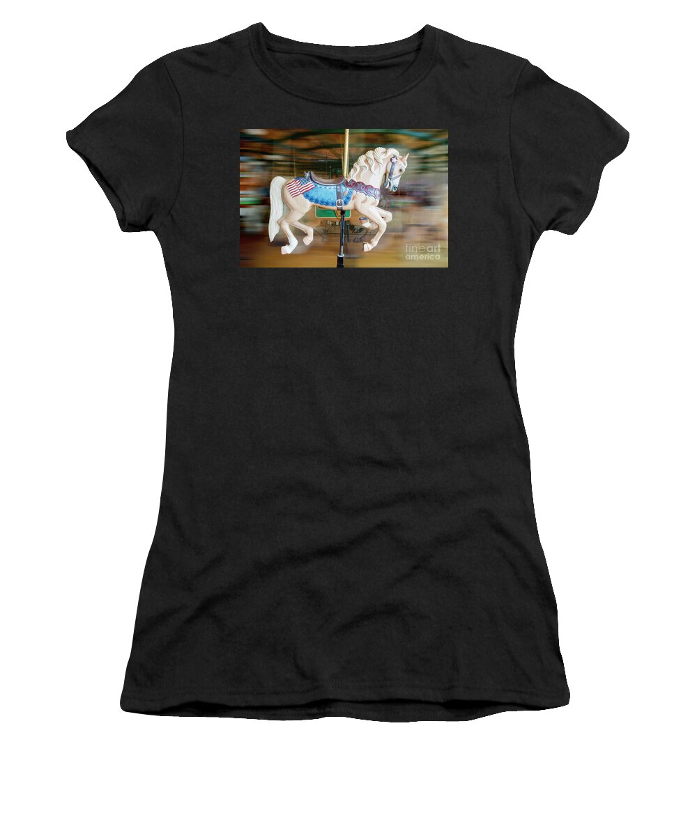 Shipshewana Women's T-Shirt featuring the photograph Carousel Horse #2 by David Arment
