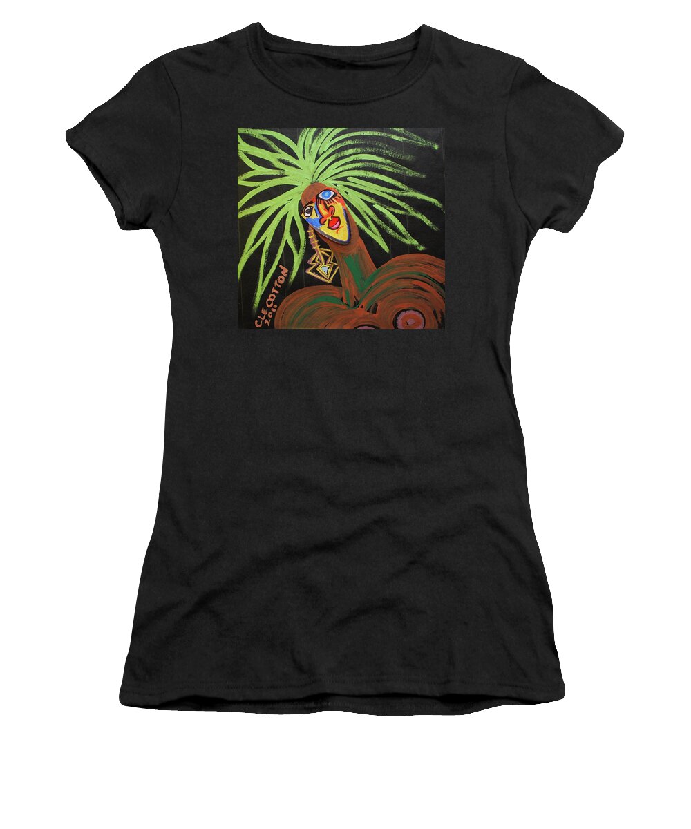  Women's T-Shirt featuring the painting Cover Up Girl #2 by Cleaster Cotton