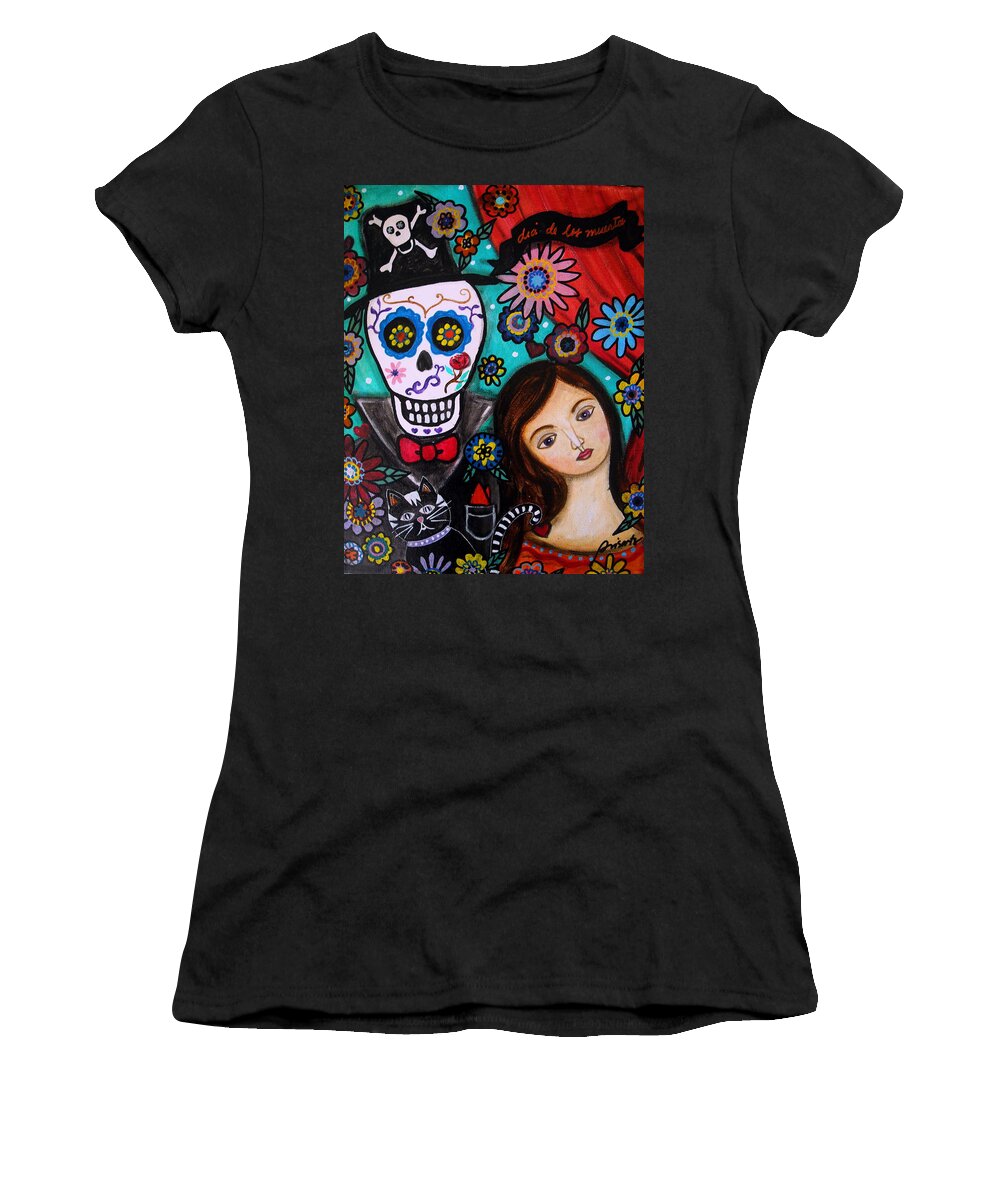 Mexican Women's T-Shirt featuring the painting Day Of The Dead #1 by Pristine Cartera Turkus