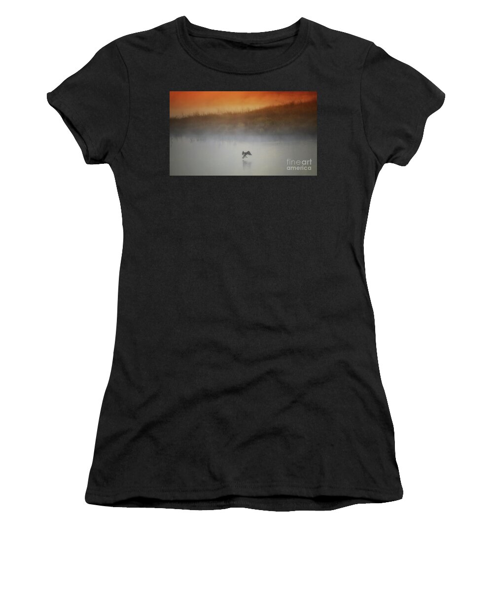 Lake Women's T-Shirt featuring the photograph Foggy Landing #1 by Elizabeth Winter