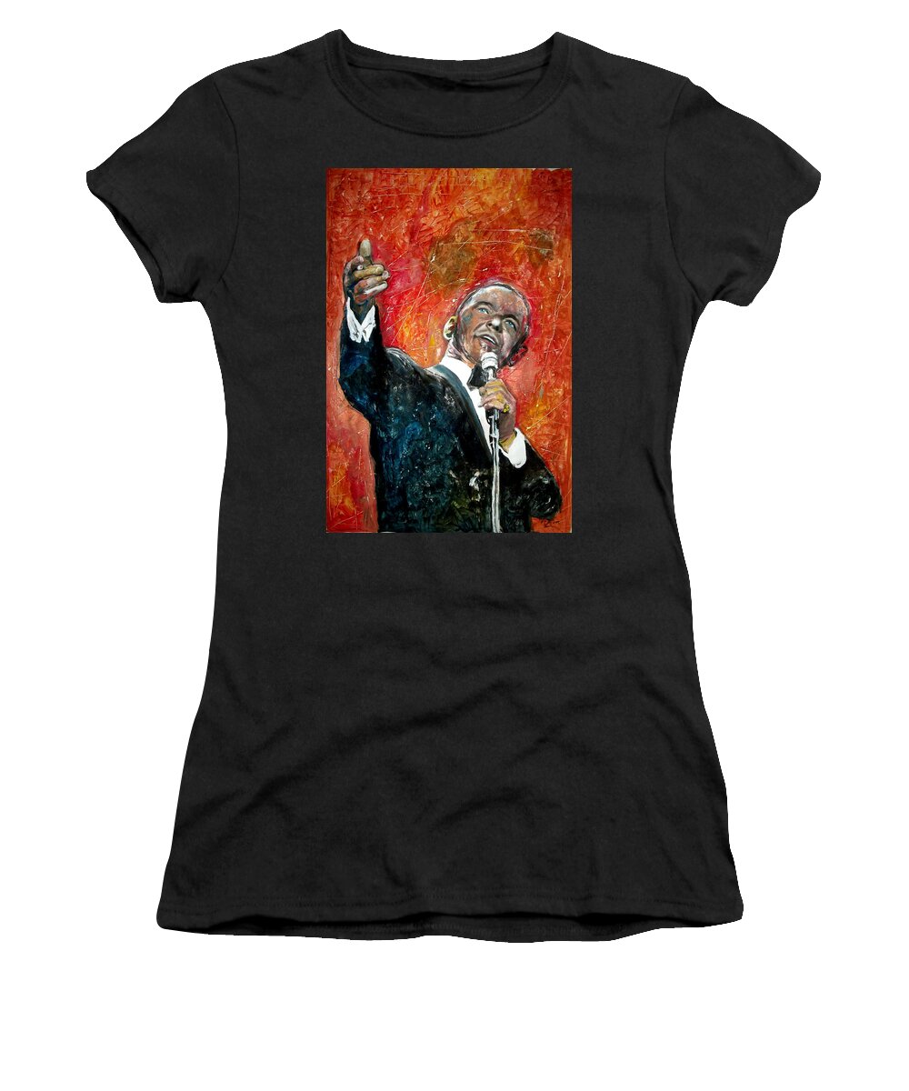 Frank Women's T-Shirt featuring the painting Frank Sinatra #3 by Marcelo Neira