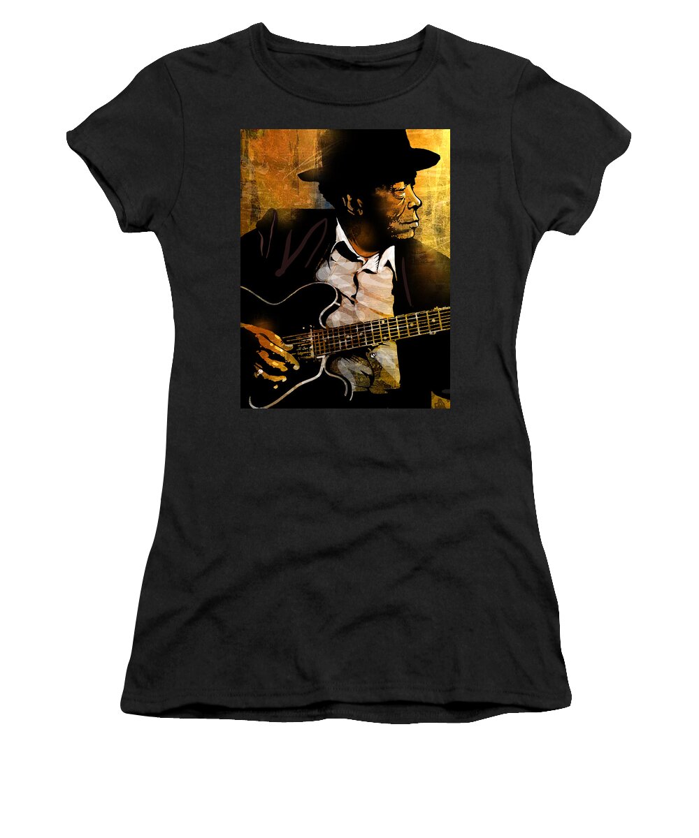 Blues Women's T-Shirt featuring the painting John Lee Hooker #1 by Paul Sachtleben