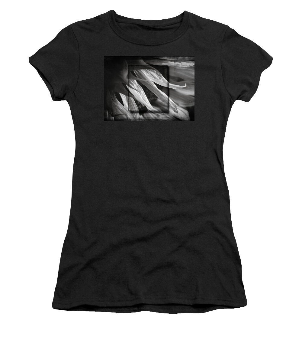 Aged Women's T-Shirt featuring the photograph Just shy in black and white #1 by Eduard Moldoveanu