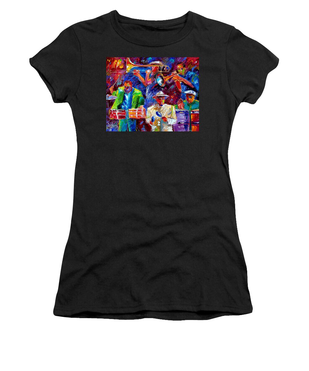 Jazz Art Women's T-Shirt featuring the painting Latin Jazz #1 by Debra Hurd