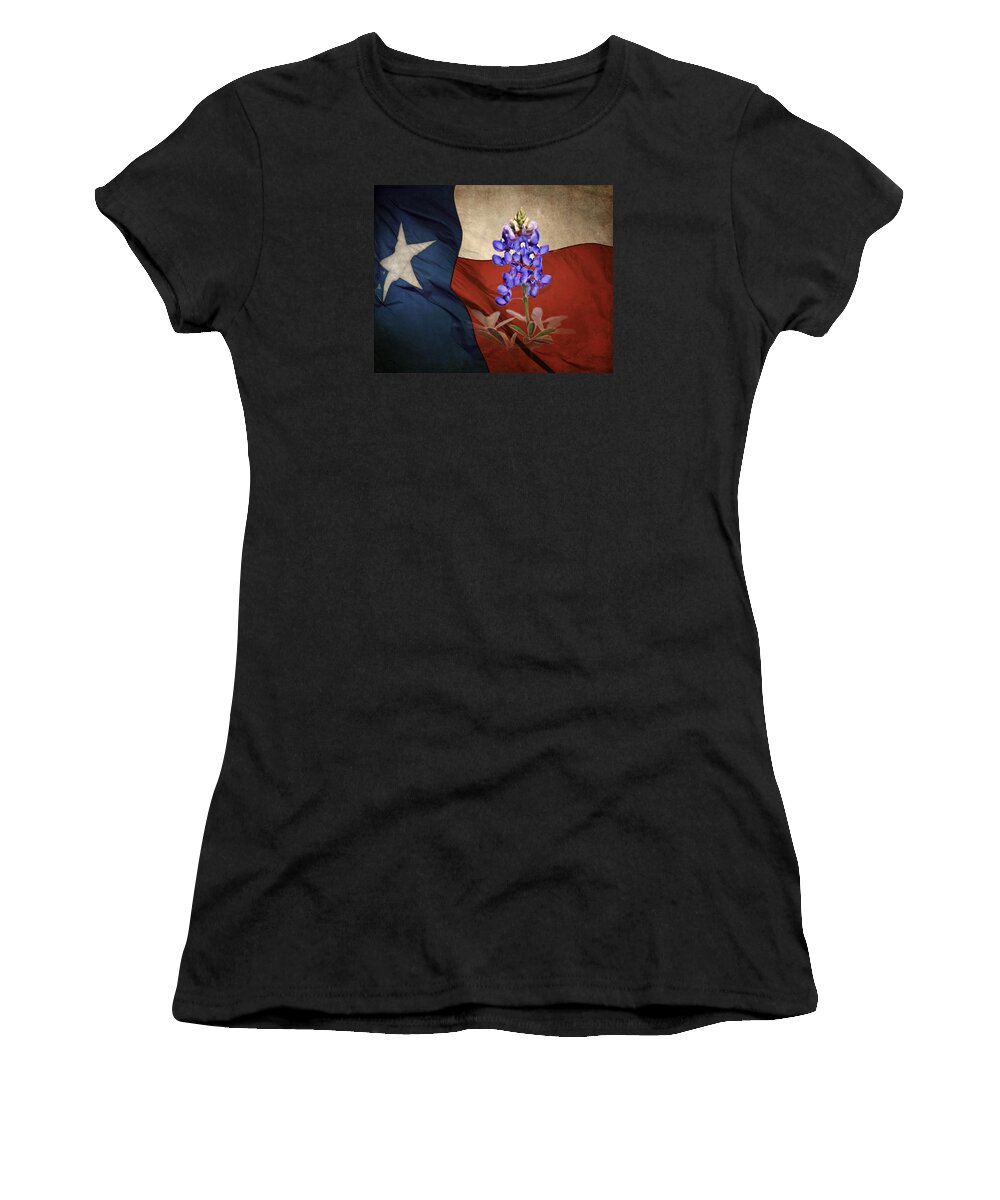Blue Women's T-Shirt featuring the photograph Lone Star Bluebonnet #2 by David and Carol Kelly