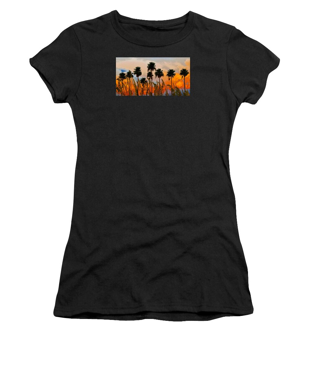Nine Palms Women's T-Shirt featuring the painting Nine palms #1 by David Lee Thompson