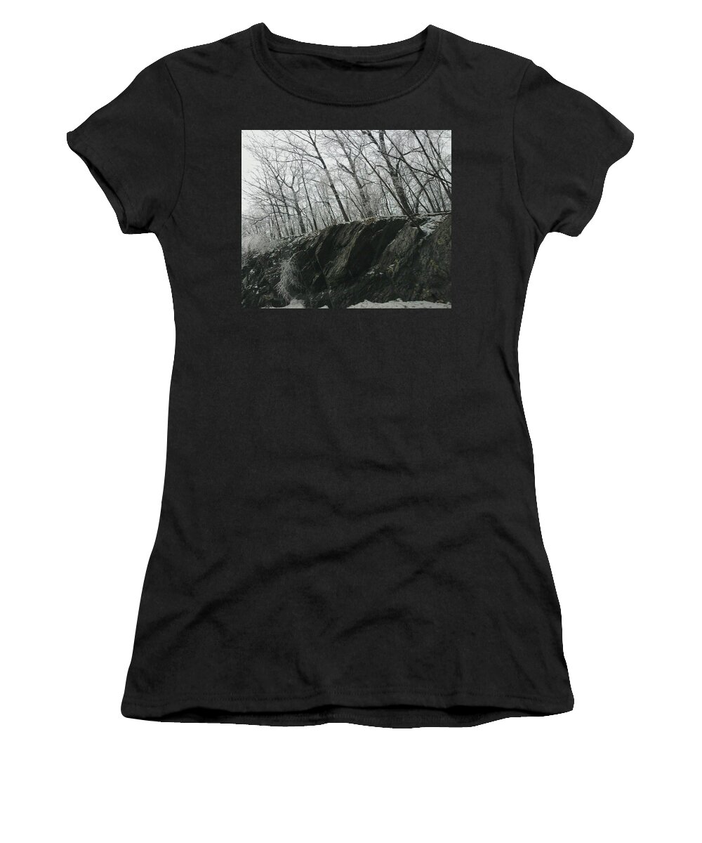 Snow Women's T-Shirt featuring the photograph Out of the Rocks #1 by Ellen Levinson