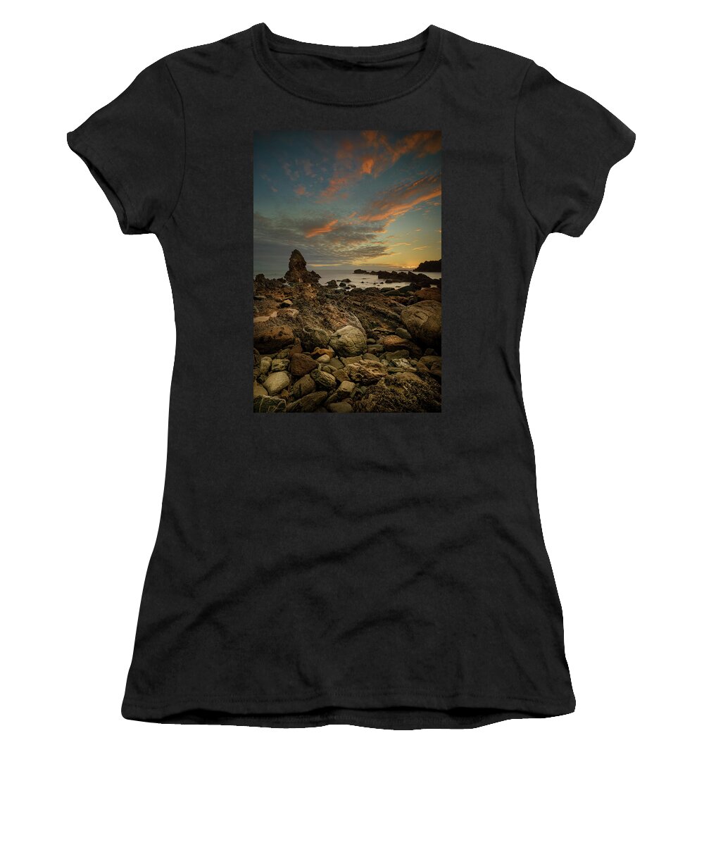 Anglesey Women's T-Shirt featuring the photograph Porth Saint Beach at Dusk. #1 by Andy Astbury