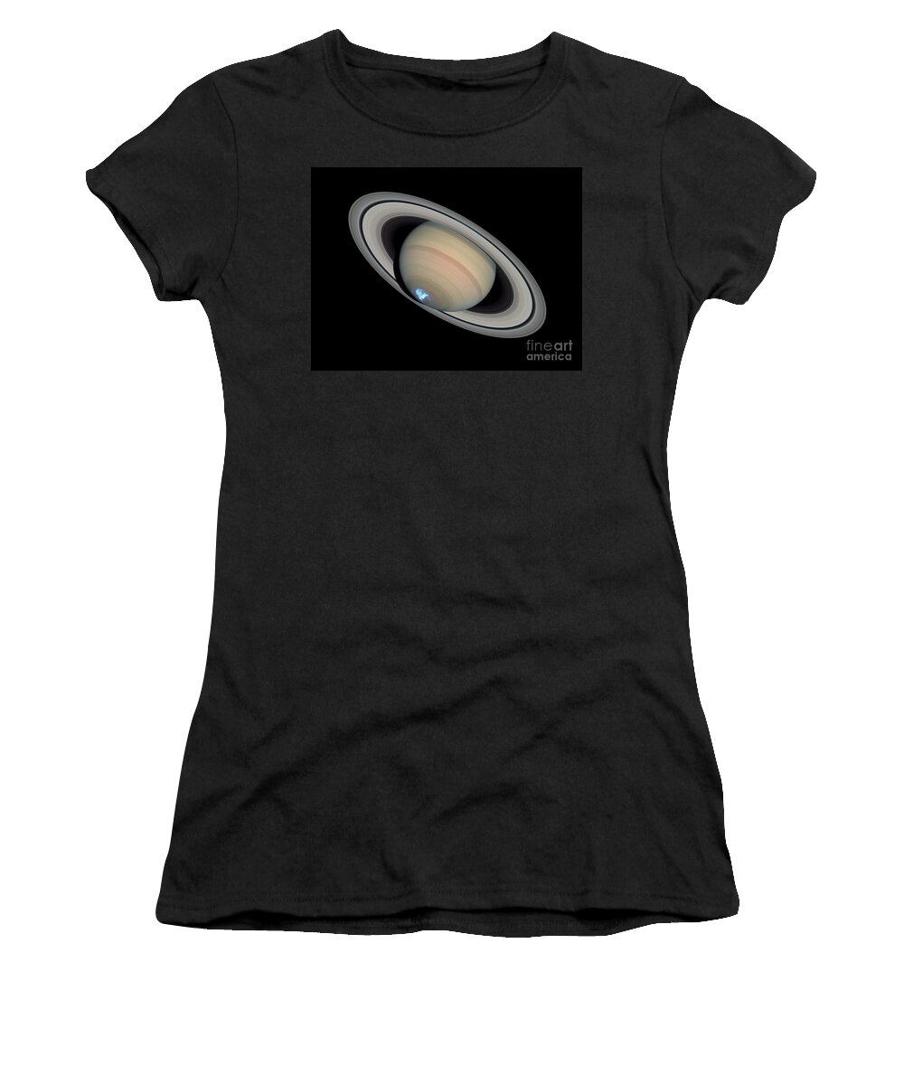 Science Women's T-Shirt featuring the photograph Saturns Dynamic Aurora #1 by Science Source