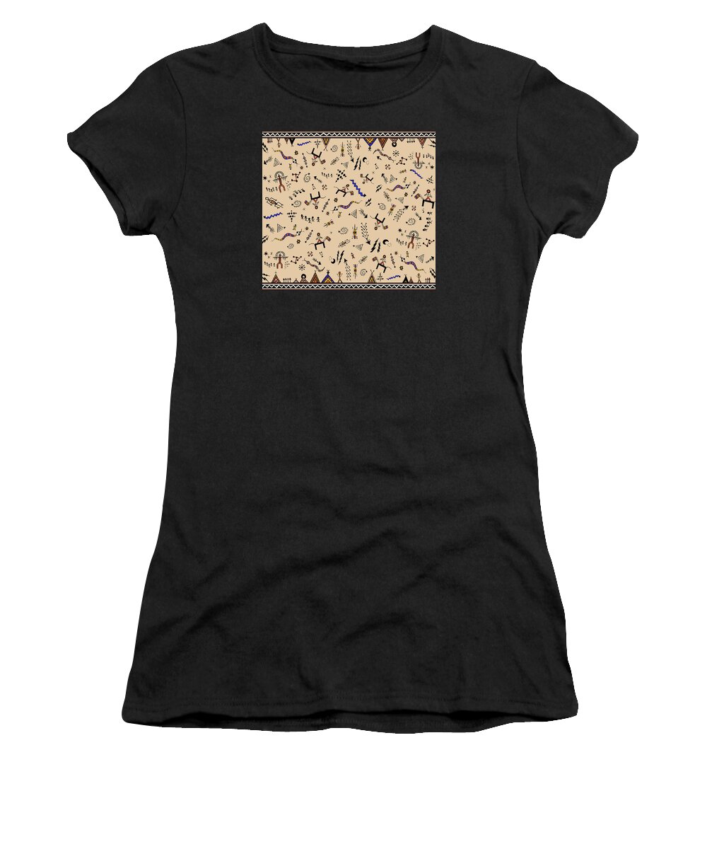 Southwest Decor Women's T-Shirt featuring the digital art Southwest Folk Art #1 by Vagabond Folk Art - Virginia Vivier