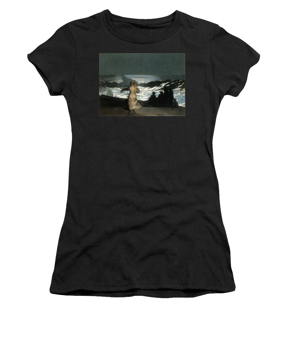 Winslow Homer Women's T-Shirt featuring the painting Summer Night #1 by Winslow Homer